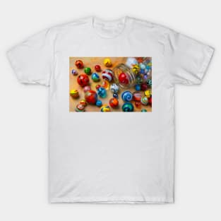 Lovely Classic Glass Marbles Spilling Out Of Jar T-Shirt